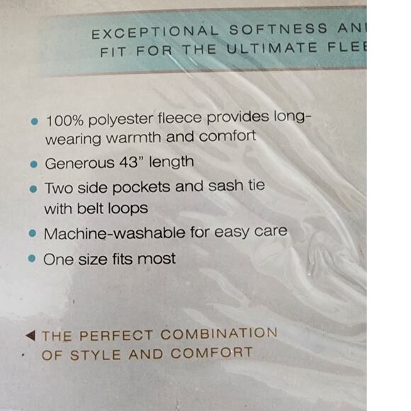 Sarah Peyton Wellness Ultra Soft Fleece Robe White 43 Inches In Length One Size - Picture 5 of 9